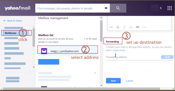Yahoo email doorsturen naar @outlook e-mailadres