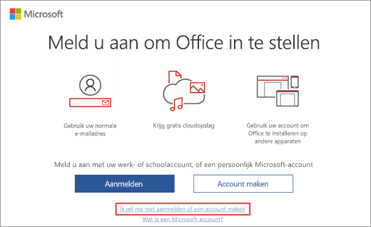 Microsoft office aanmelden en activeren.